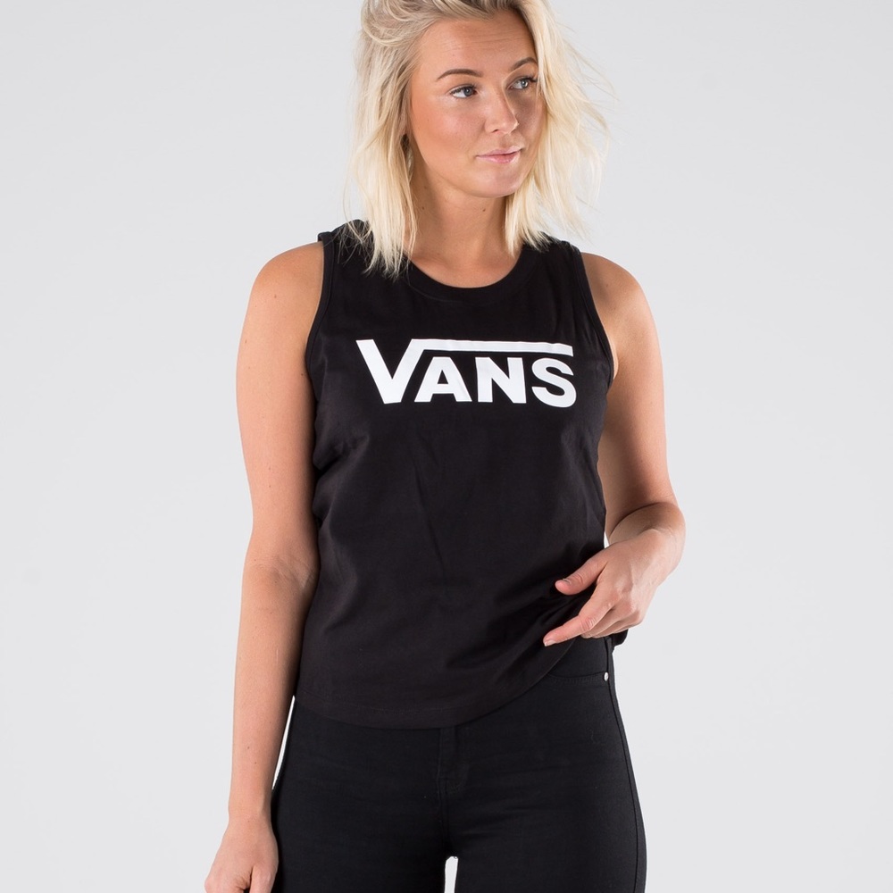 Womens Flying Vans Muscle Scoop Black Tank Top